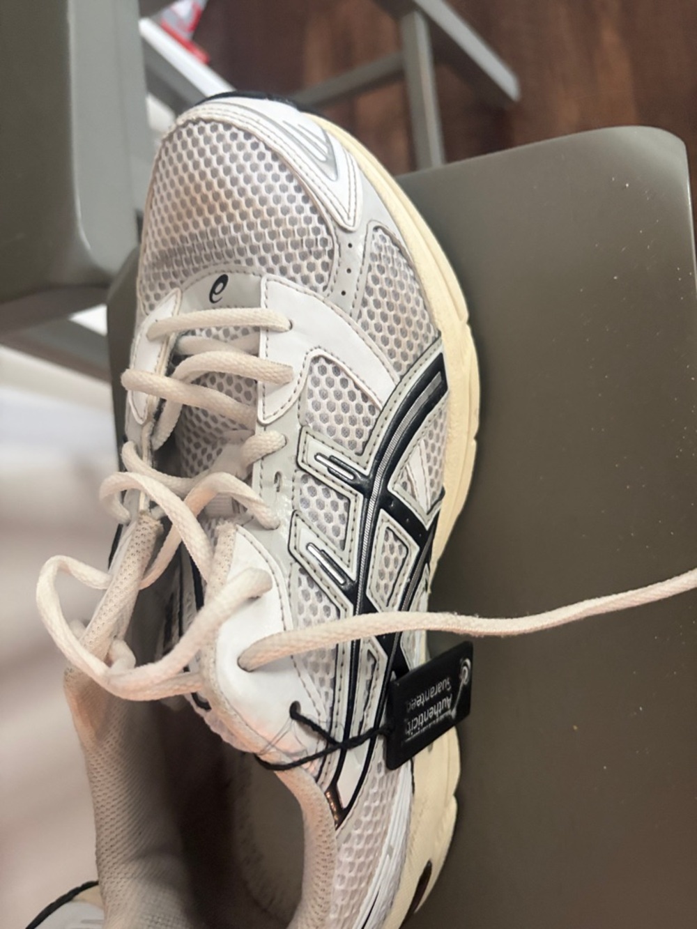 Asics White and Black Athletic Running Shoes